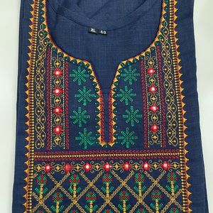 New Kurti navy blue soft material with work on front side